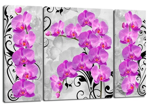 Картина триптих на холсте 3 части Орхидеи 50 x 80 см