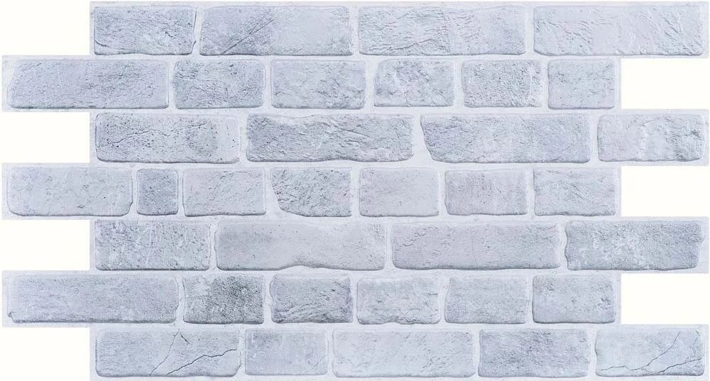 Панель стеновая декоративная пластиковая кирпич ПВХ "Ретро серый " 951 мм х 495 мм, серый, серый