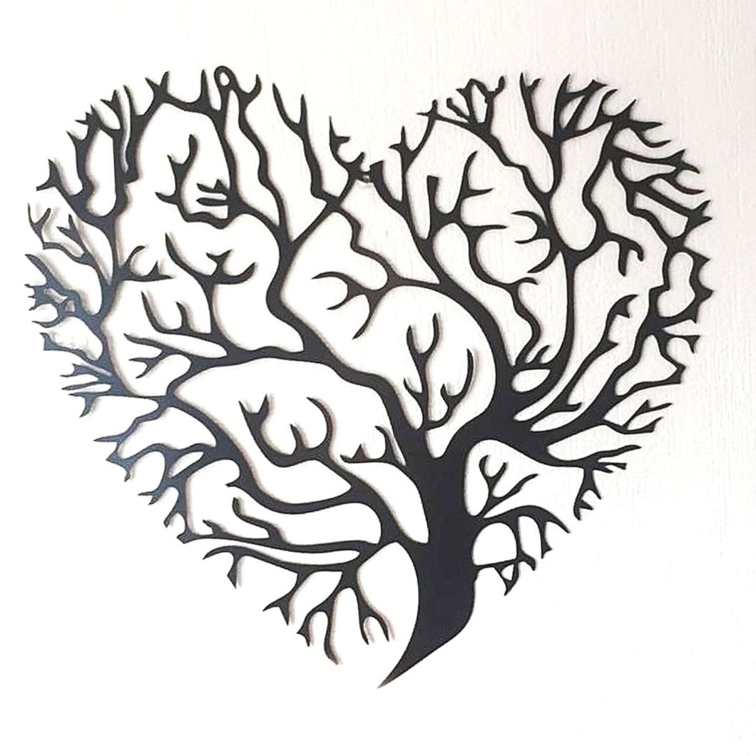 Панно картина з дерева декор на стіну Дерево любові чорна 0,7 х 0,66 м