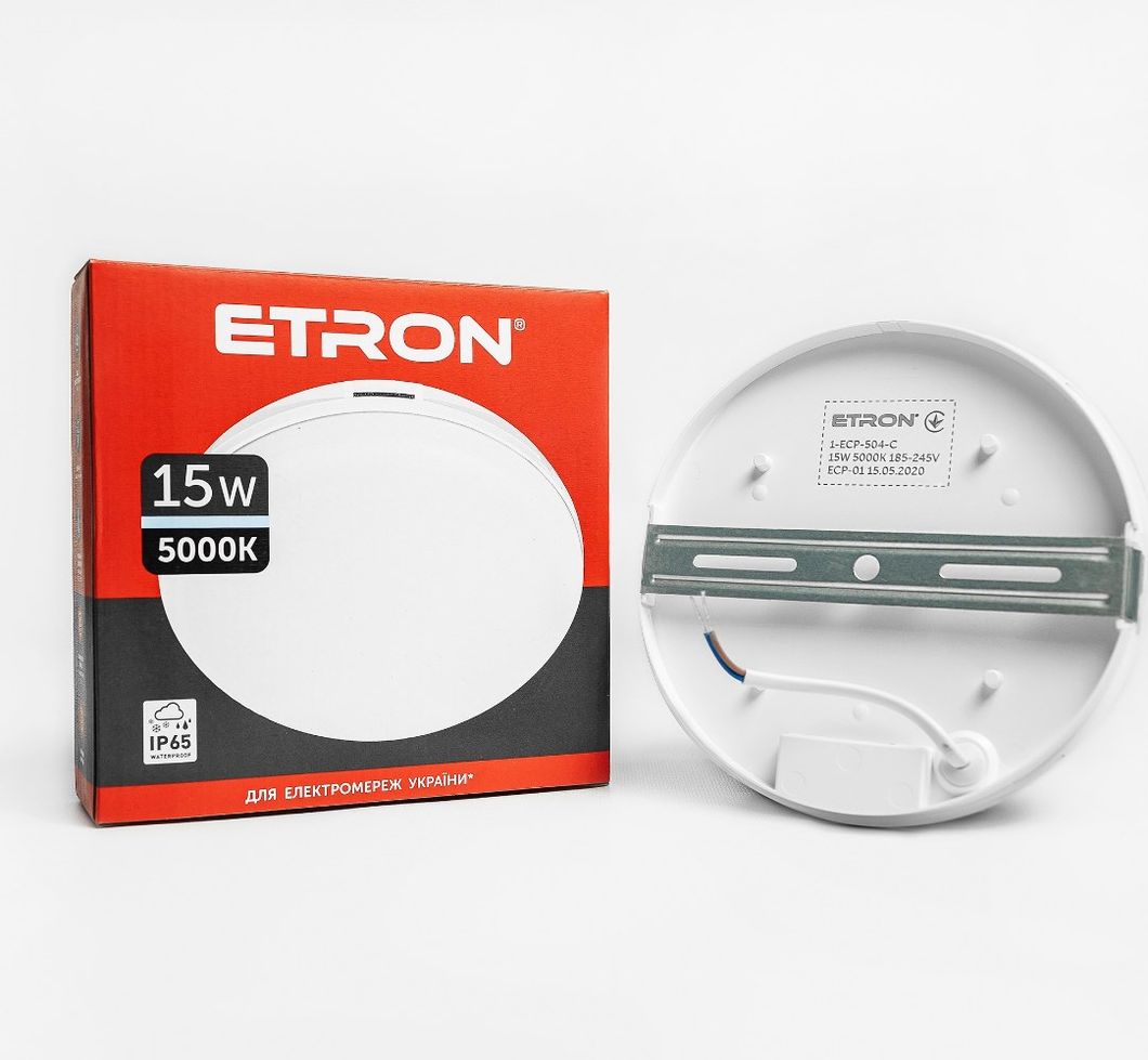 Светильник светодиодный ETRON Communal Power 15W 5000K IP65 круг USD белый, Белый