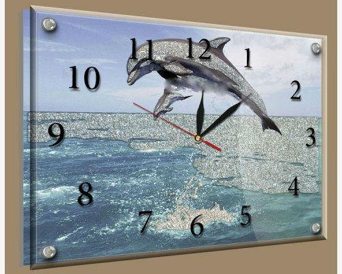 Часы-картина под стеклом Дельфины 25 см x 35 см (3788 - 248)