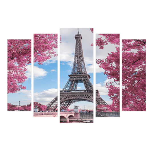 Картина модульная 5 частей Эйфелева башня 80 х 120 см