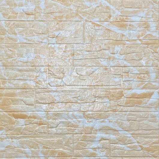 Панель стінова самоклеюча декоративна 3D камінь Бежева рвана цегла 700х770х5мм, Бежевий