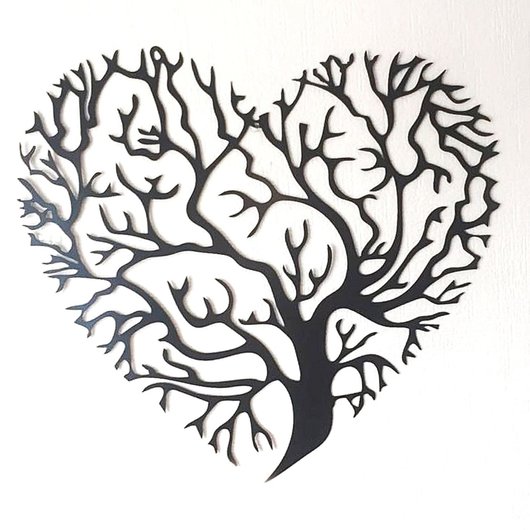 Панно картина из дерева декор на стену Дерево любви черная 0,7 х 0,66м