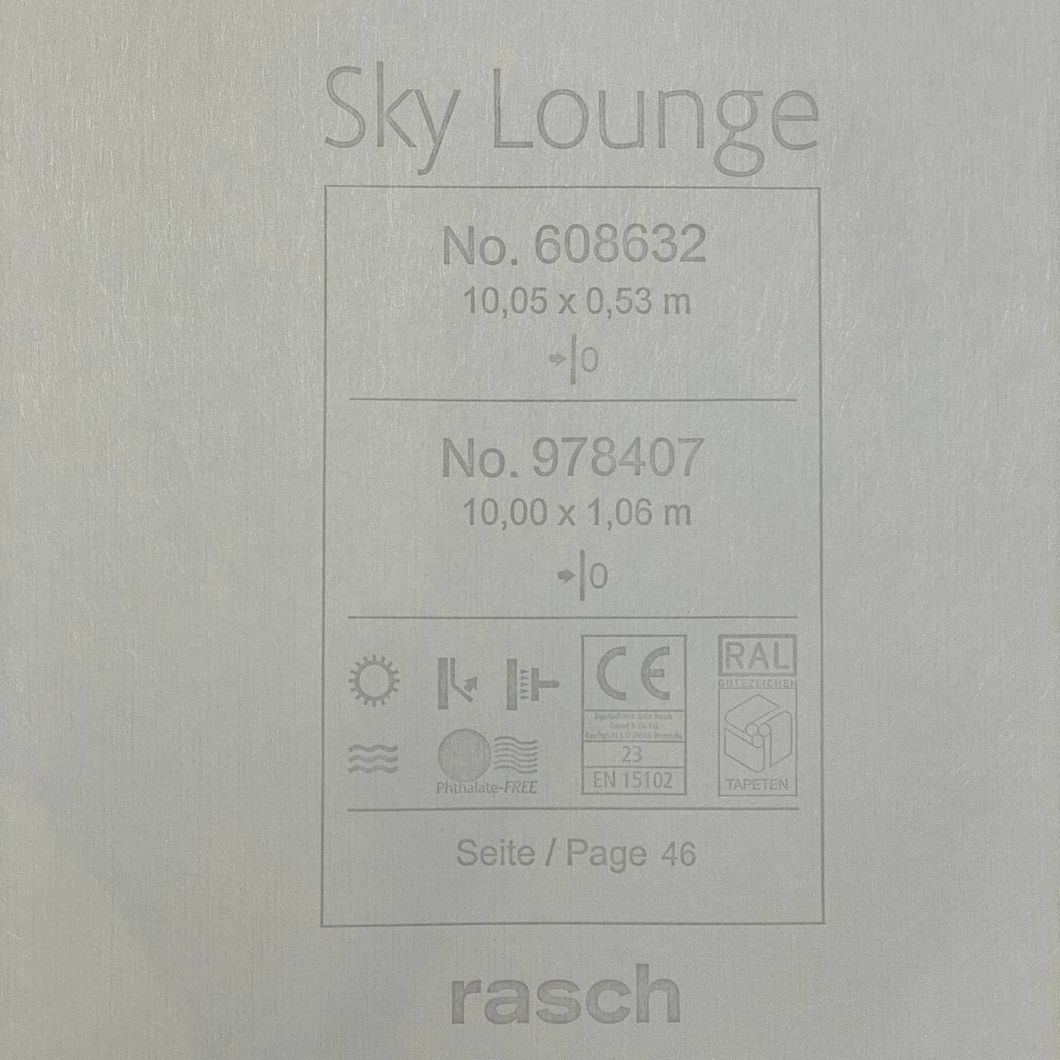 Обои виниловые на флизелиновой основе серо-бежевый Rasch Sky Lounge 1,06 х 10,05м (978407)