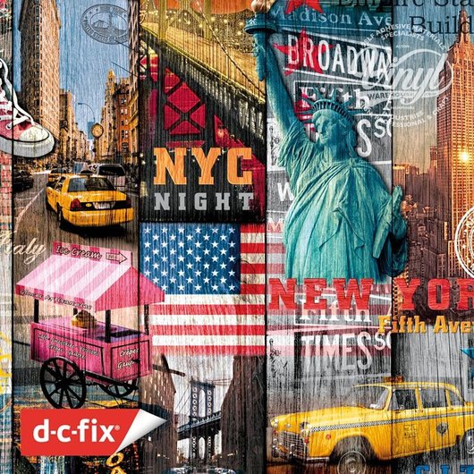 Самоклейка декоративная D-C-Fix Манхэттен разноцветный полуглянец 0,45 х 15м, Разноцветный, Разноцветный