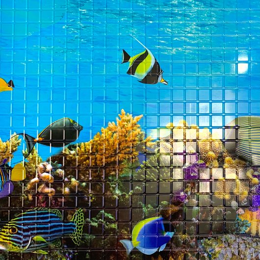 Панель стінова декоративна пластикова мозаїка ПВХ "Підводний світ" 957 мм х 480 мм, Синий, Синій