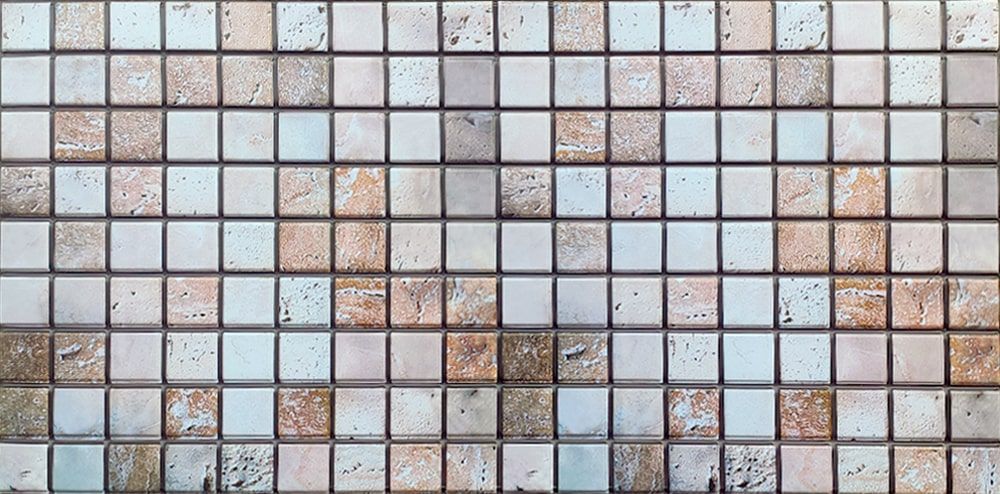 Панель стінова декоративна ПВХ панель мозаїка під бежевий мармур 960Х480Х4ММ (1182), Бежевий, Бежевий