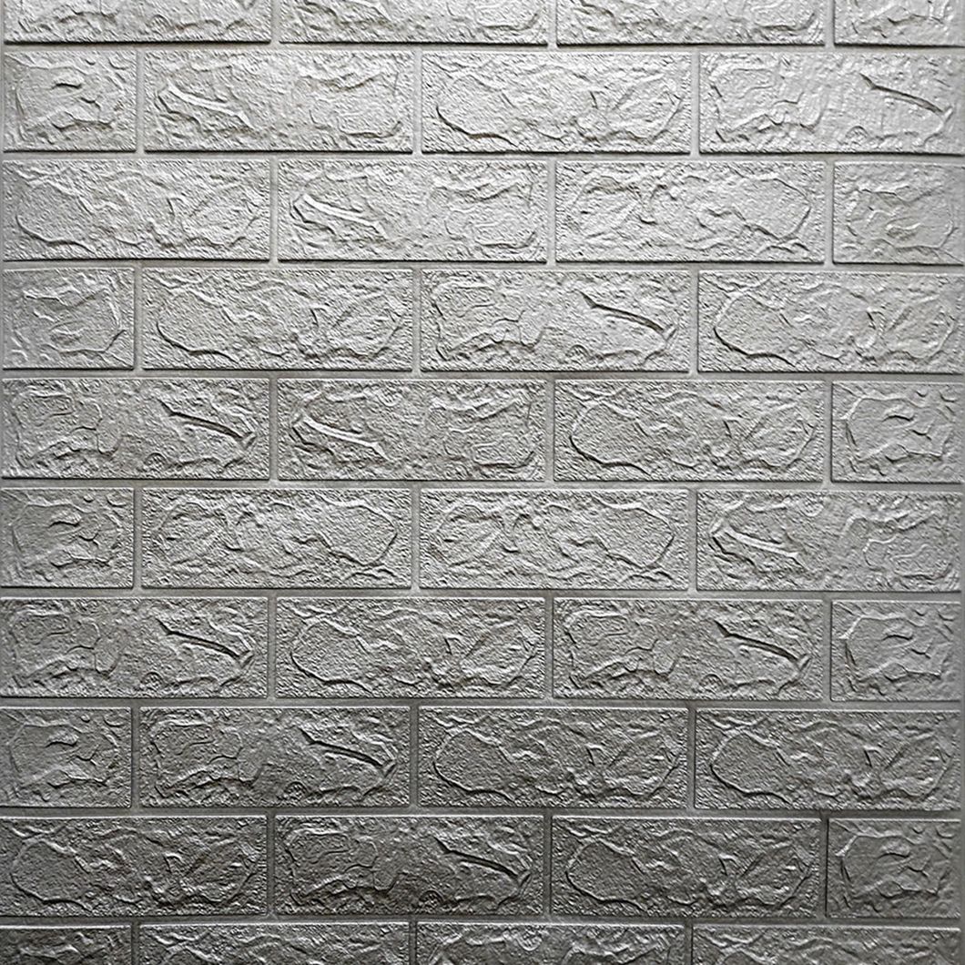 Панель стінова самоклеюча декоративна 3D під цеглу Срібло 700х770х3мм, серый