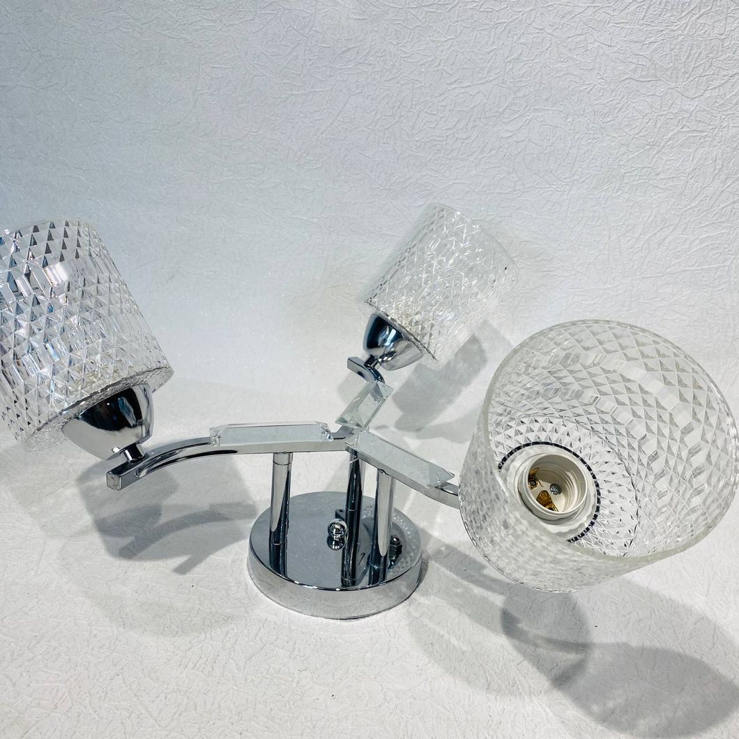 Люстра 3 лампы, в гостиную, спальню пластик в классическом стиле ХРОМ (С0686/3), Хром, Хром