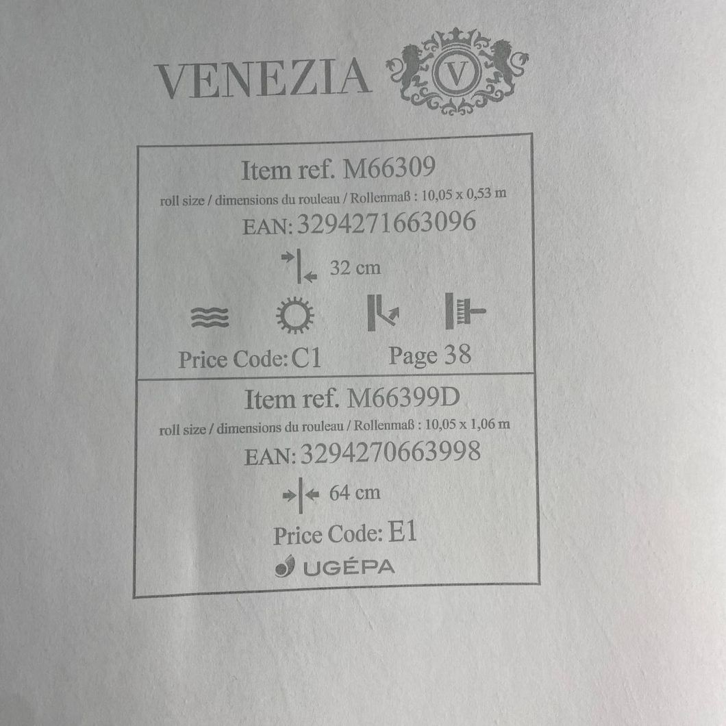 Шпалери вінілові на флізеліновій основі Cірі UGEPA Venezia 1,06 х 10,05м (M66399D)