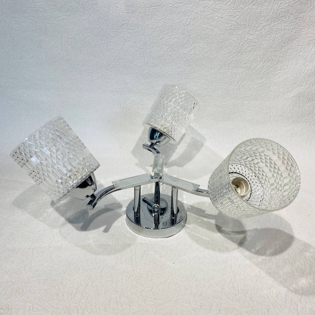 Люстра 3 лампы, в гостиную, спальню пластик в классическом стиле ХРОМ (С0686/3), Хром, Хром