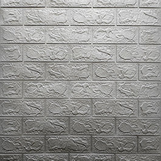 Панель стеновая самоклеющаяся декоративная 3D под кирпич Серебро 700х770х3мм, серый