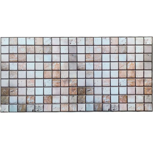 Панель стінова декоративна ПВХ панель мозаїка під бежевий мармур 960Х480Х4ММ (1182), Бежевий, Бежевий