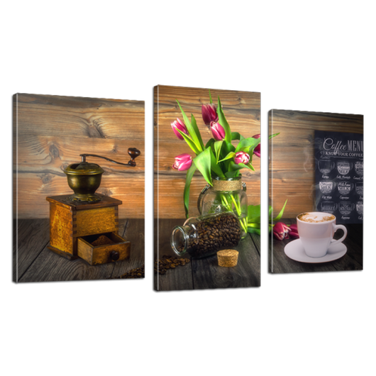 Модульная картина DK Place Кофе и тюльпаны 3 части 53 x 100 см (534_3)