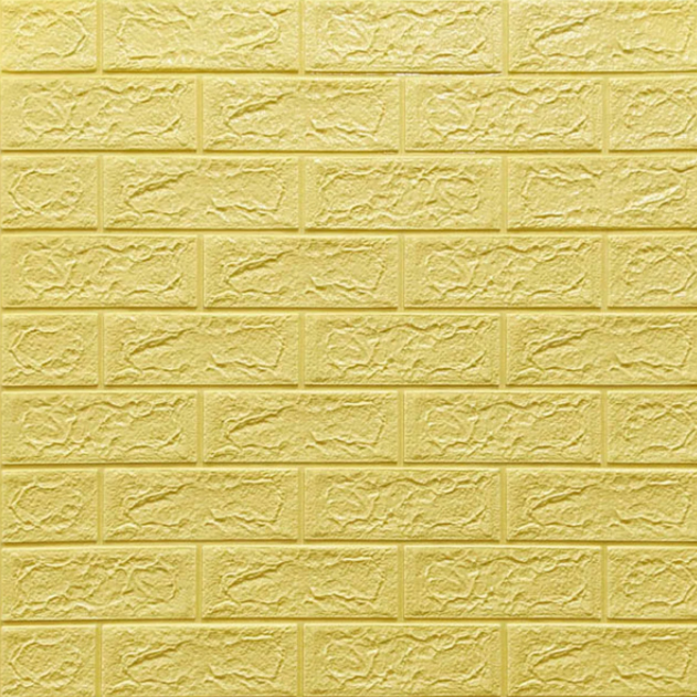 Панель стінова самоклеюча декоративна 3D під цеглу жовто-пісочний 700 х 770 х 5 мм, Песочный