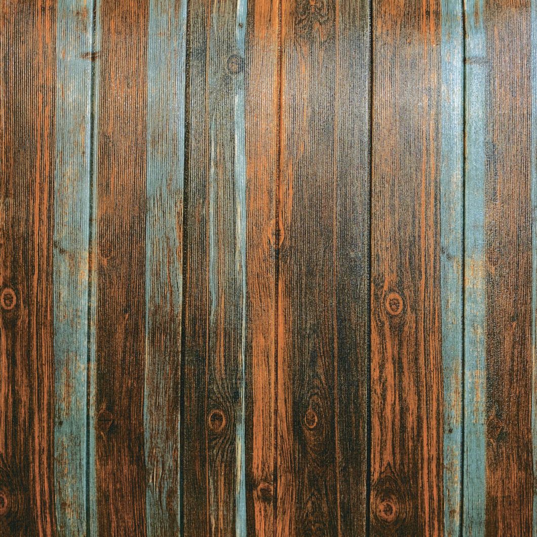 Панель стінова самоклеюча декоративна 3D сіро-коричневе дерево 700x700x6,5мм, Коричневий