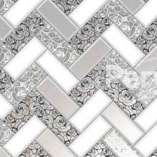 Панель стеновая декоративная пластиковая плитка ПВХ "Роза в серебре" 992 мм х 648 мм, серый, серый