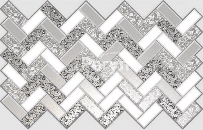 Панель стінова декоративна пластикова плитка ПВХ "Роза в сріблі" 992 мм х 648 мм, серый, Сірий