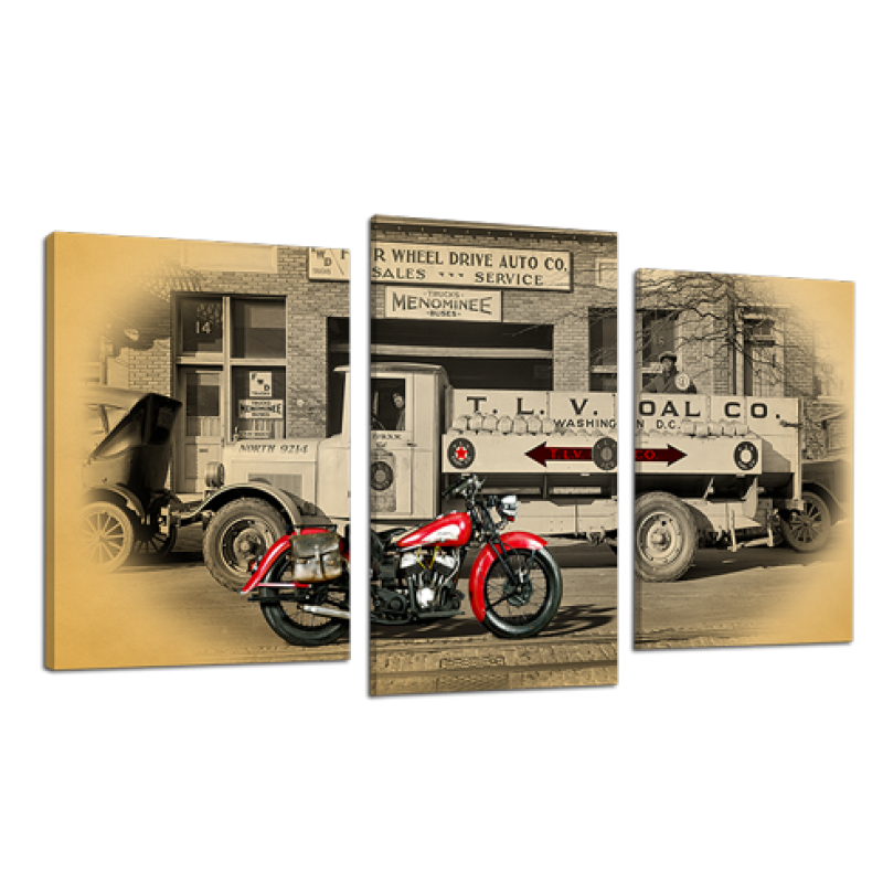 Модульная картина DK Place Красный мотоцикл 3 части 53 x 100 см (504_3)