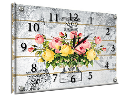 Годинник-картина під склом Квіти 25 см x 35 см