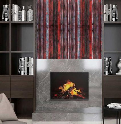 Панель стінова самоклеюча декоративна 3D бамбук червоно-сірий 700x700x8.5мм, Червоний
