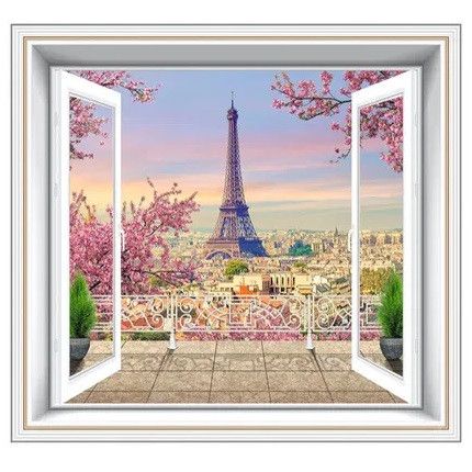 Фотообои плотная бумага №14 За окном Париж 12 листов 196 см х 210 см