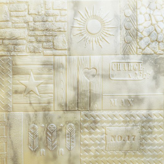 Панель стеновая самоклеющаяся декоративная 3D узорная 700x700x7,5мм, Бежевый