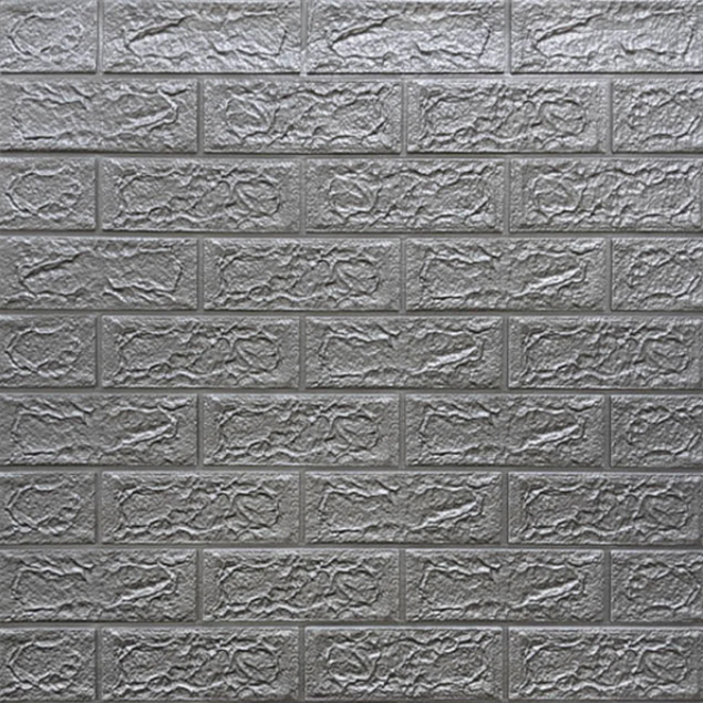 Панель стінова самоклеюча декоративна 3D під цеглу сірий 700 х 770 х 5 мм, серый