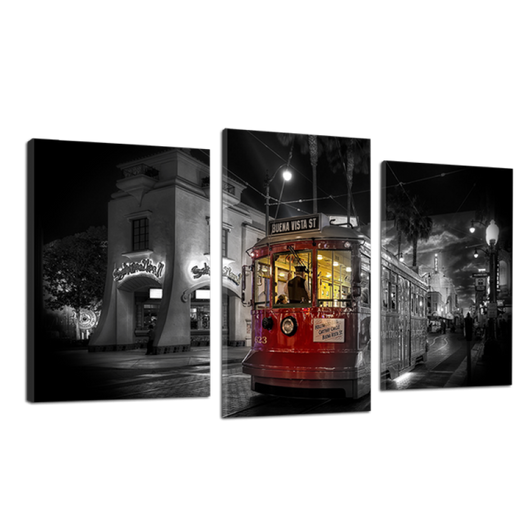 Модульная картина DK Place Красный трамвай 3 частини 53 x 100 см (491_3)
