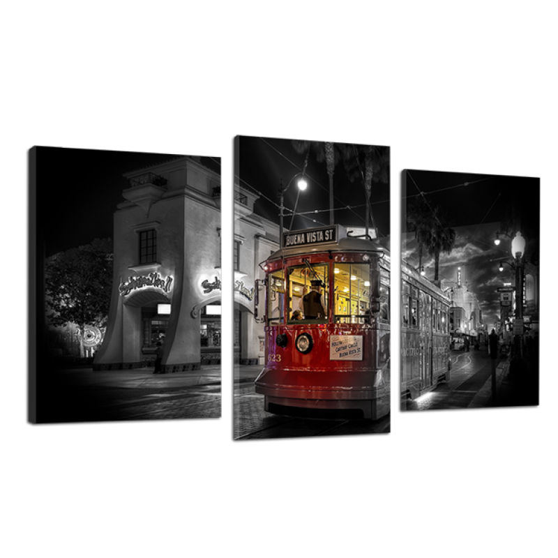 Модульная картина DK Place Красный трамвай 3 частини 53 x 100 см (491_3)