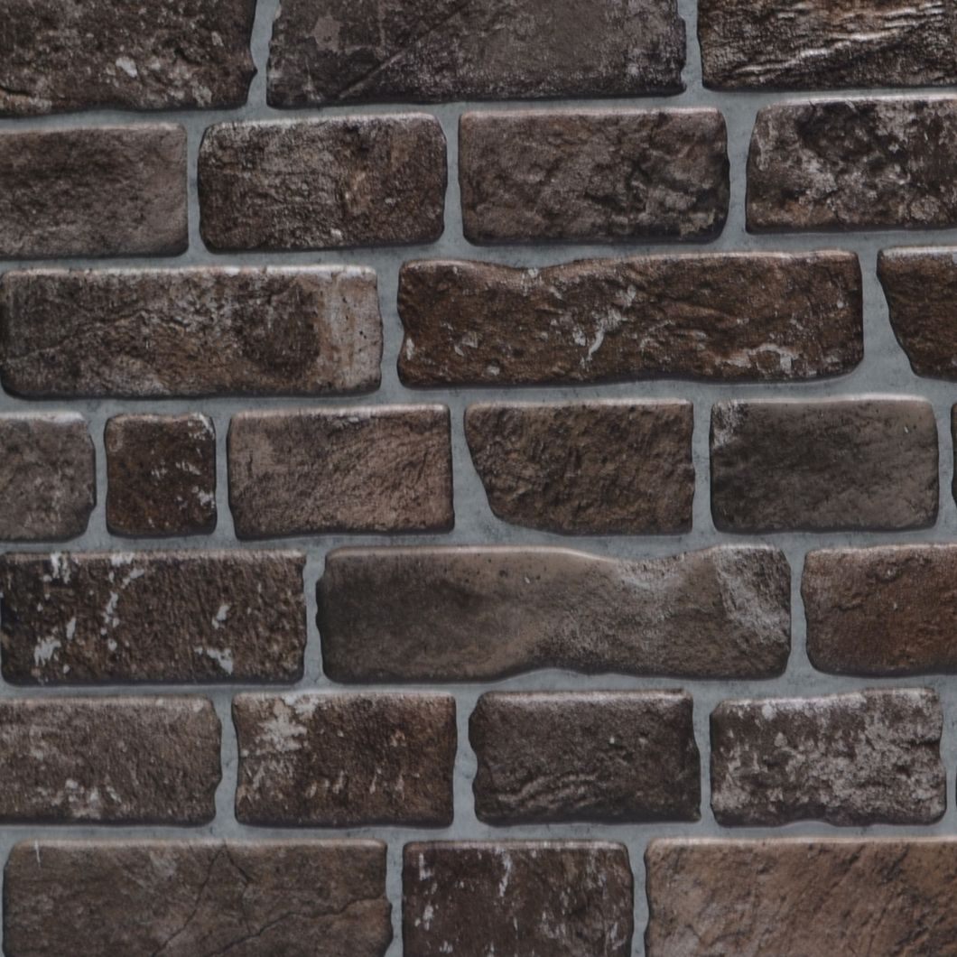 Панель стеновая декоративная пластиковая кирпич ПВХ ''Ретро коричневый" 951 мм х 495 мм, Коричневый, Коричневый