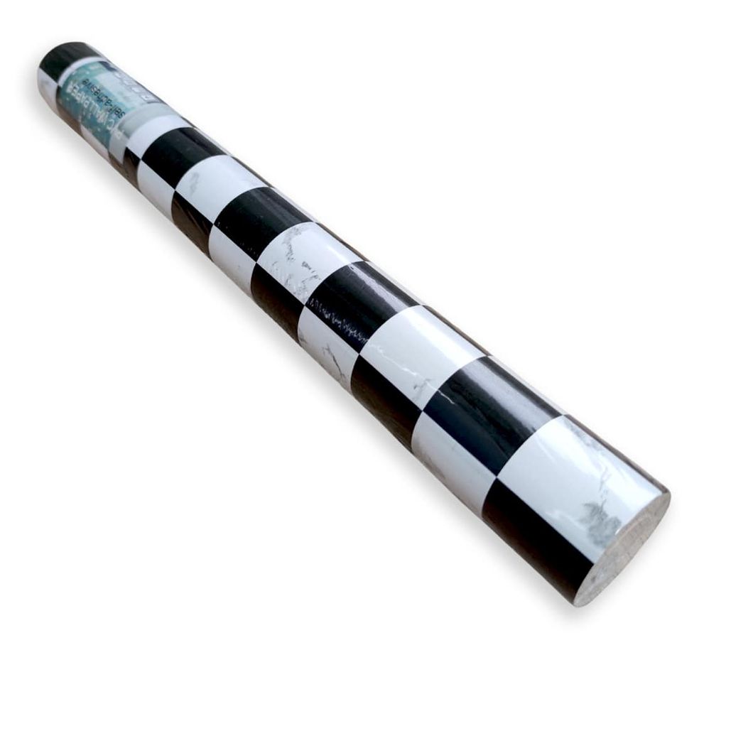 Самоклейка декоративна плівка шахмати мрамор 0,45Х10М (KN-М0006-1), Черно-белый, Черно-белый