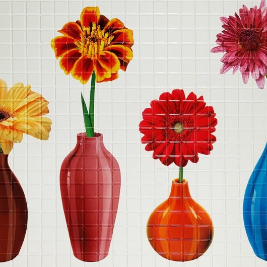 Панель стеновая декоративная пластиковая мозаика ПВХ "Вазы" 955 мм х 477 мм, Разные цвета, Разные цвета