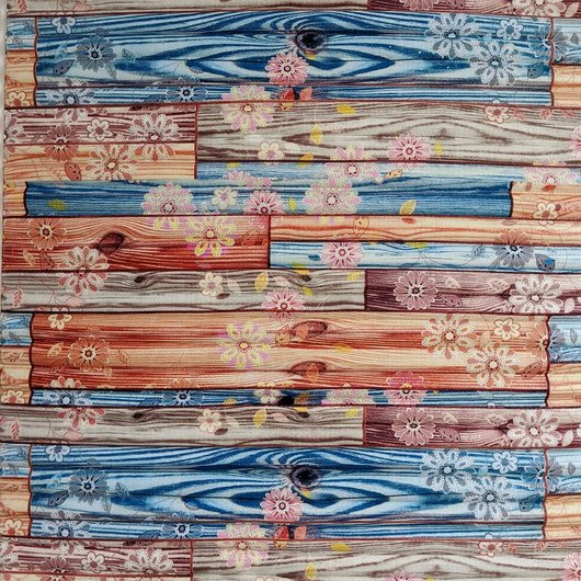Панель стеновая самоклеящаяся декоративная 3D бамбук цветы 700x700x8.5мм, Синий