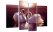 Модульная картина в гостиную/спальню для интерьера "Белые лебеди на фоне прекрасного заката" 4 части 75 x 118 см (MK40003)