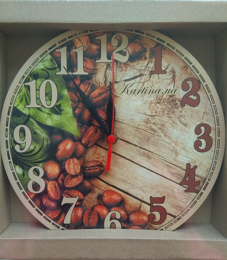 Часы-картина без стеклас Зерна кофе 25 см