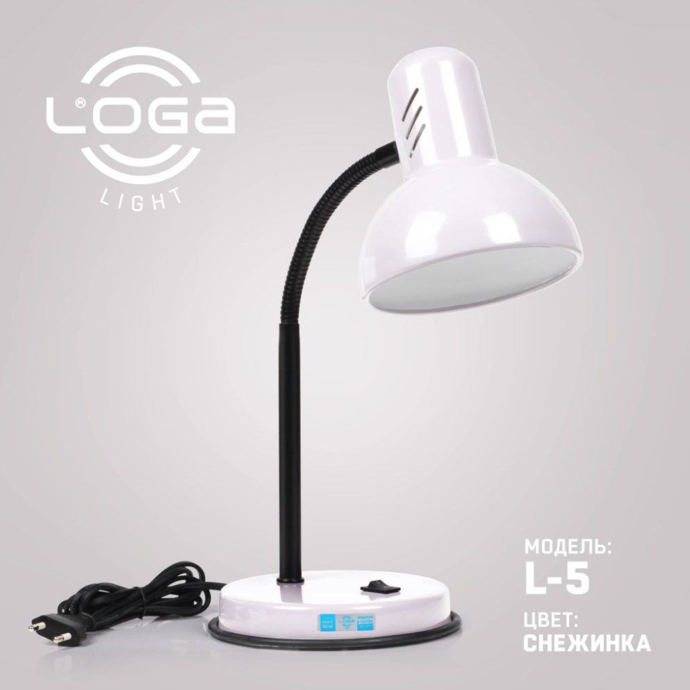Лампа настольная LOGA E27 Снежинка, Белый, Белый