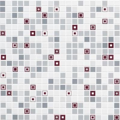 Панель стеновая декоративная пластиковая мозаика ПВХ "Геометрия Бордовая" 956 мм х 480 мм, серый, серый