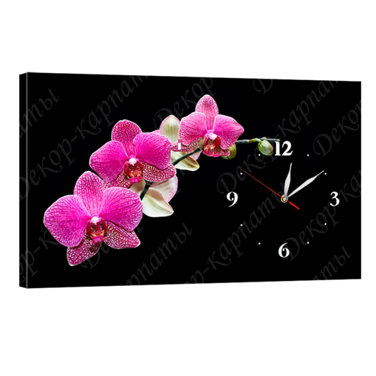 Часы настенные на холсте без стекла Орхидея 30 см х 53 см