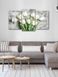 Модульна картина у вітальню / спальню для інтер'єру "Білі тюльпани" 3 частини 53 x 100 см (MK30170_E)