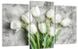 Модульна картина у вітальню / спальню для інтер'єру "Білі тюльпани" 3 частини 53 x 100 см (MK30170_E)