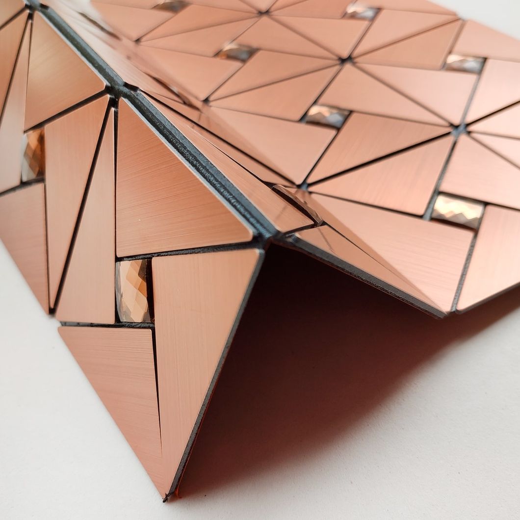 Самоклеящаяся алюминиевая плитка коричневая мозаика со стразами 300Х300Х3ММ (1416), Коричневый, Коричневый