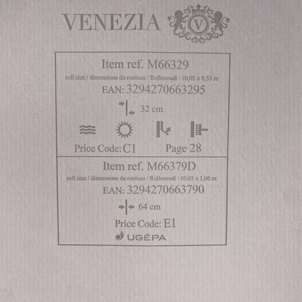 Шпалери вінілові на флізеліновій основі Чорні UGEPA Venezia 1,06 х 10,05м (M66379D)