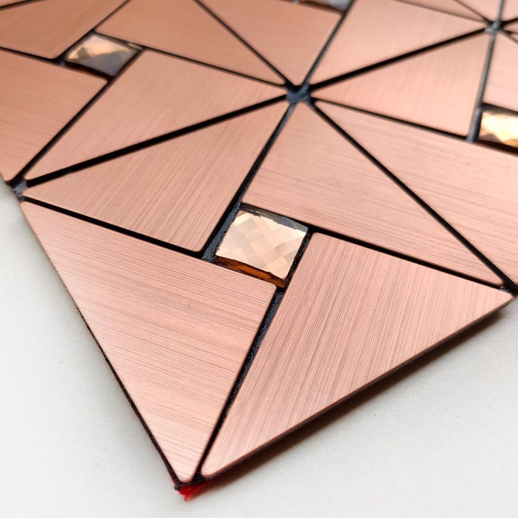 Самоклеюча алюмінієва плитка коричнева мозаїка зі стразами 300Х300Х3ММ (1416), Коричневий, Коричневий