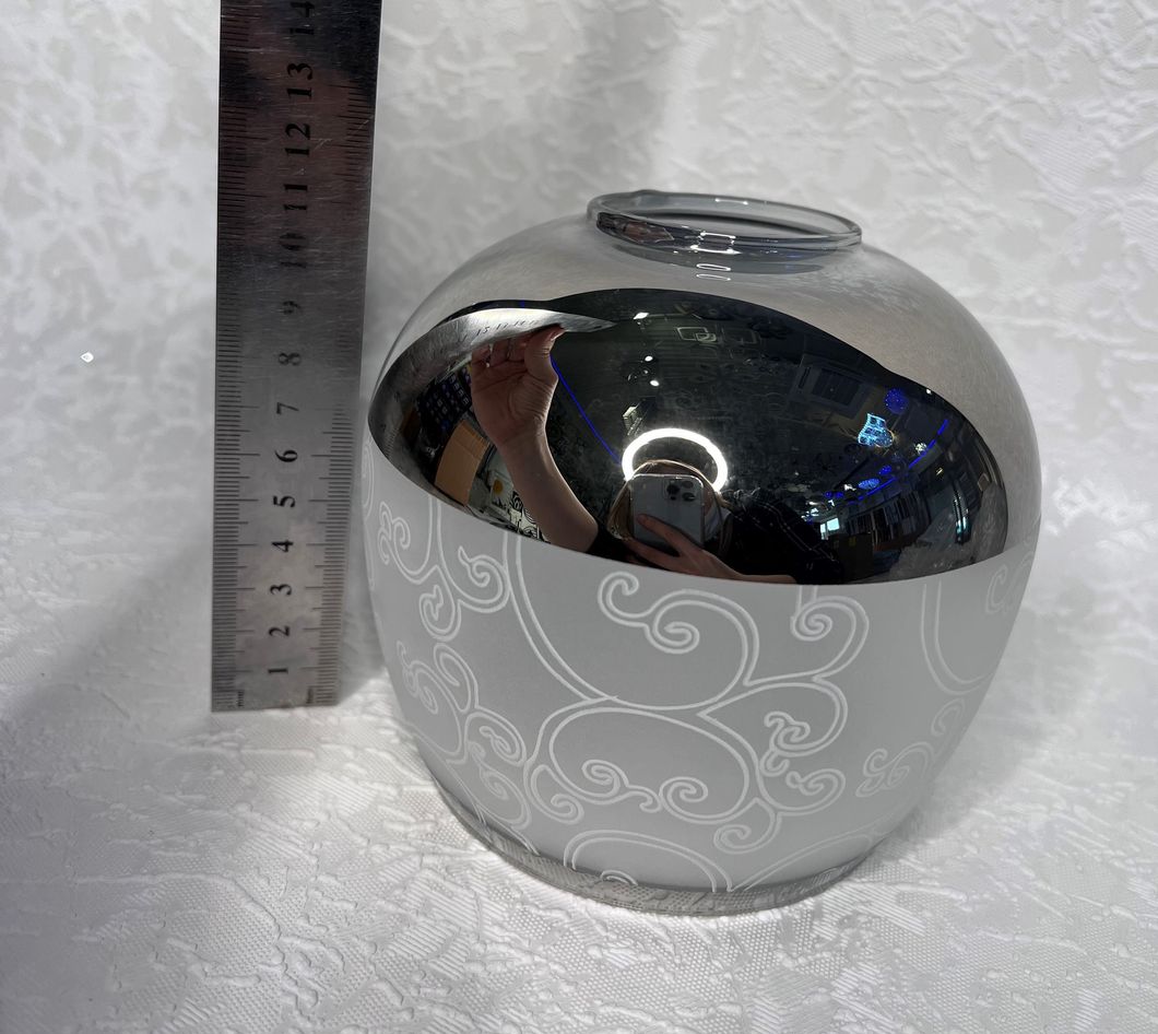 Плафон люстри діаметр верхнього отвору 4,5 см висота 12 см дзеркальні, серый, Білий