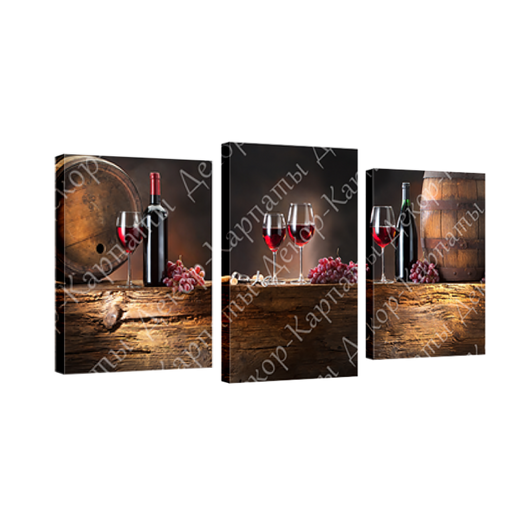 Картина модульная 3 части Бокал с вином 70 х 110 см