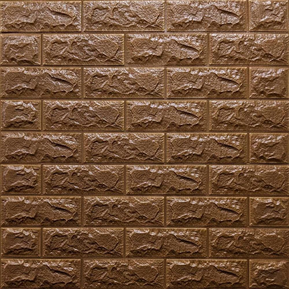 Панель стінова самоклеюча декоративна 3D під цеглу Коричневий 700х770х5мм, Коричневий