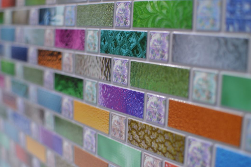 Панель стеновая декоративная пластиковая мозаика ПВХ "Радуга" 924 мм х 480 мм, Разные цвета, Разные цвета