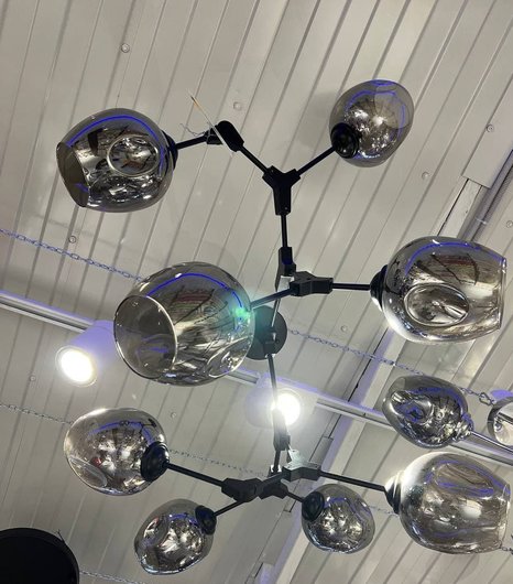 Люстра в стиле Loft - "Молекула" на 8 ламп, серый